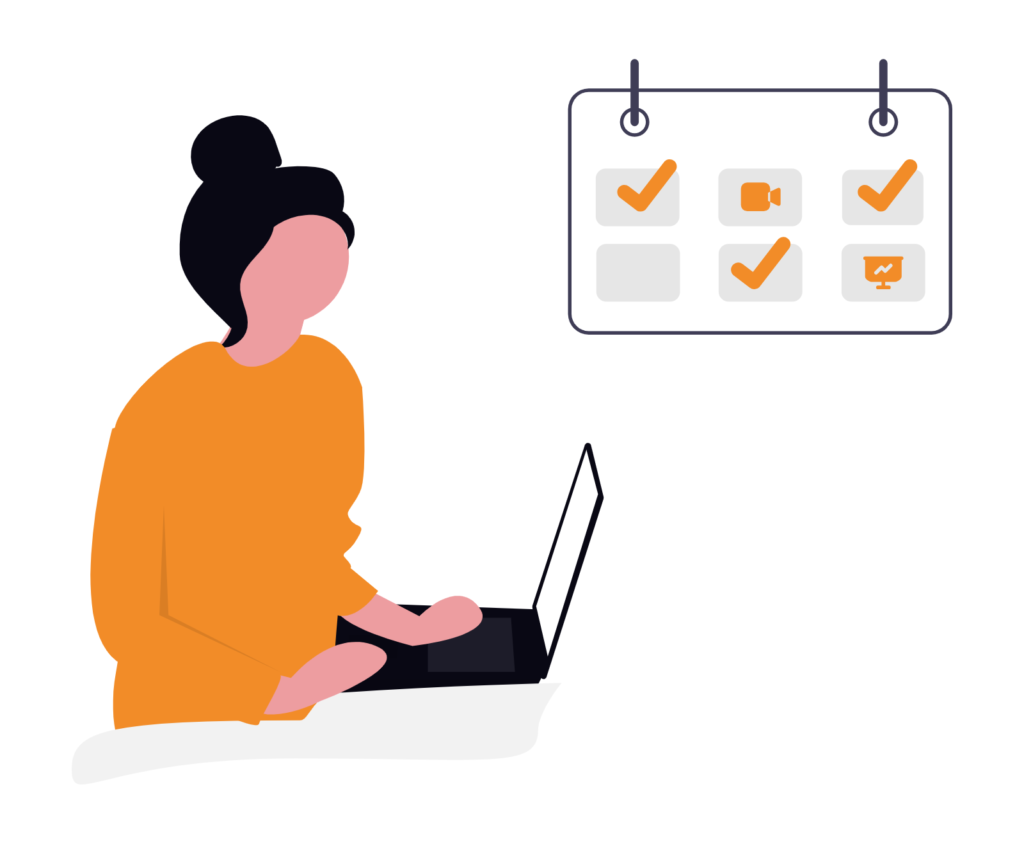 ホームページ制作の内容を確認・修正している様子のイラスト